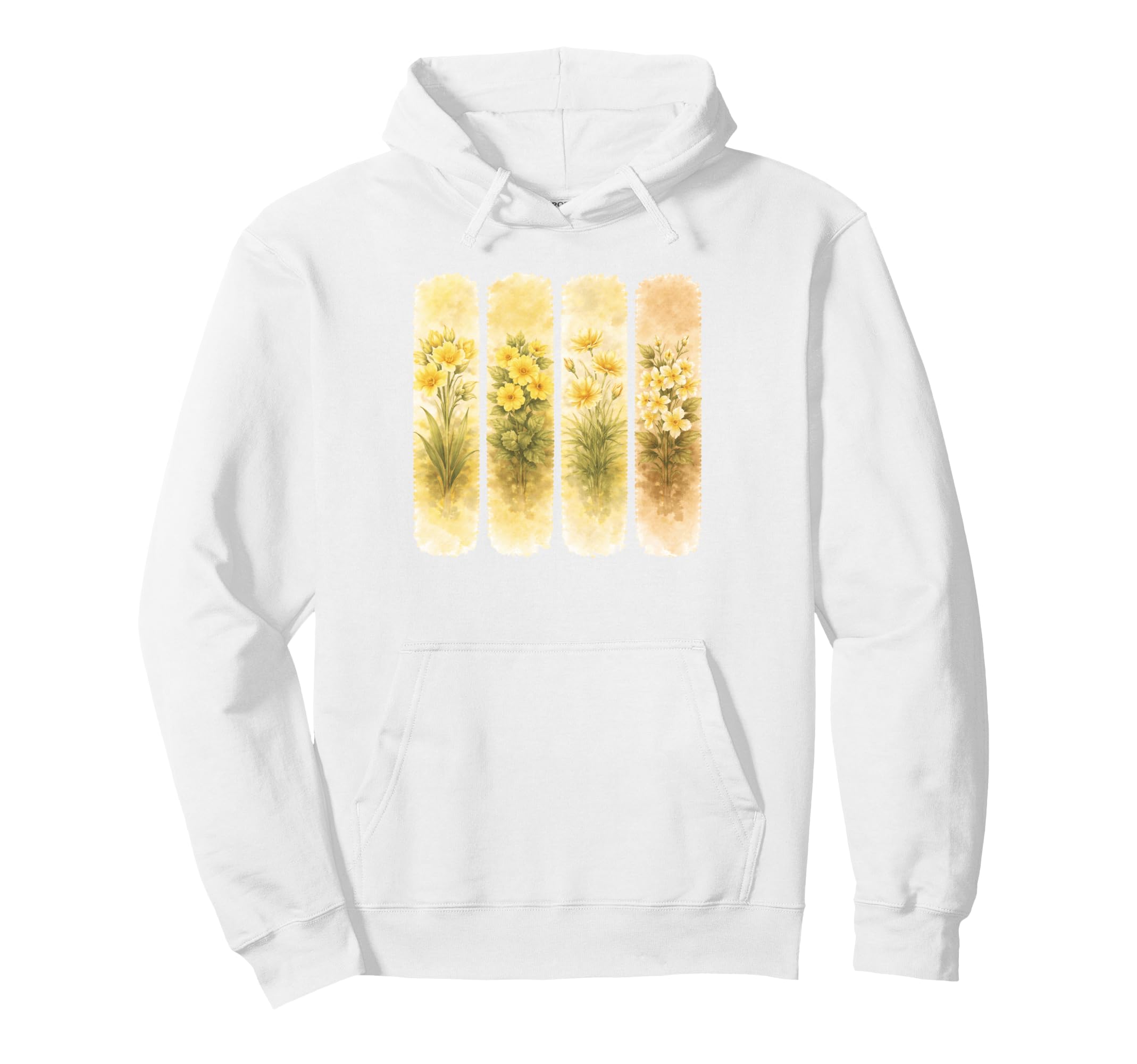 Yellow Flowers Watercolor Botanical Art Hoodie - Unique Graphic Unisex - T-Shirt, Sweatshirt, Hoodie