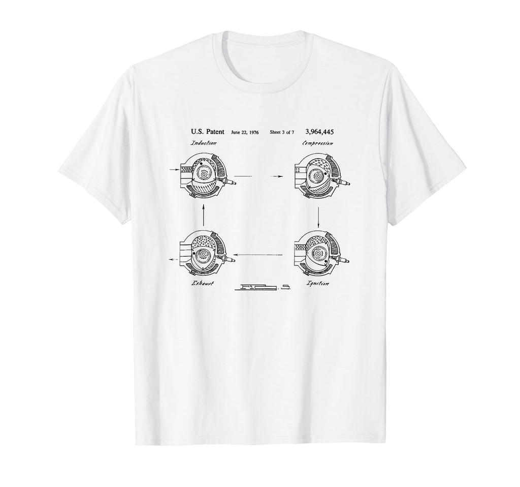 1976 Rotary Engine Blueprint T-Shirt - Fun Novelty Design for Adults - T-Shirt, Sweatshirt, Hoodie