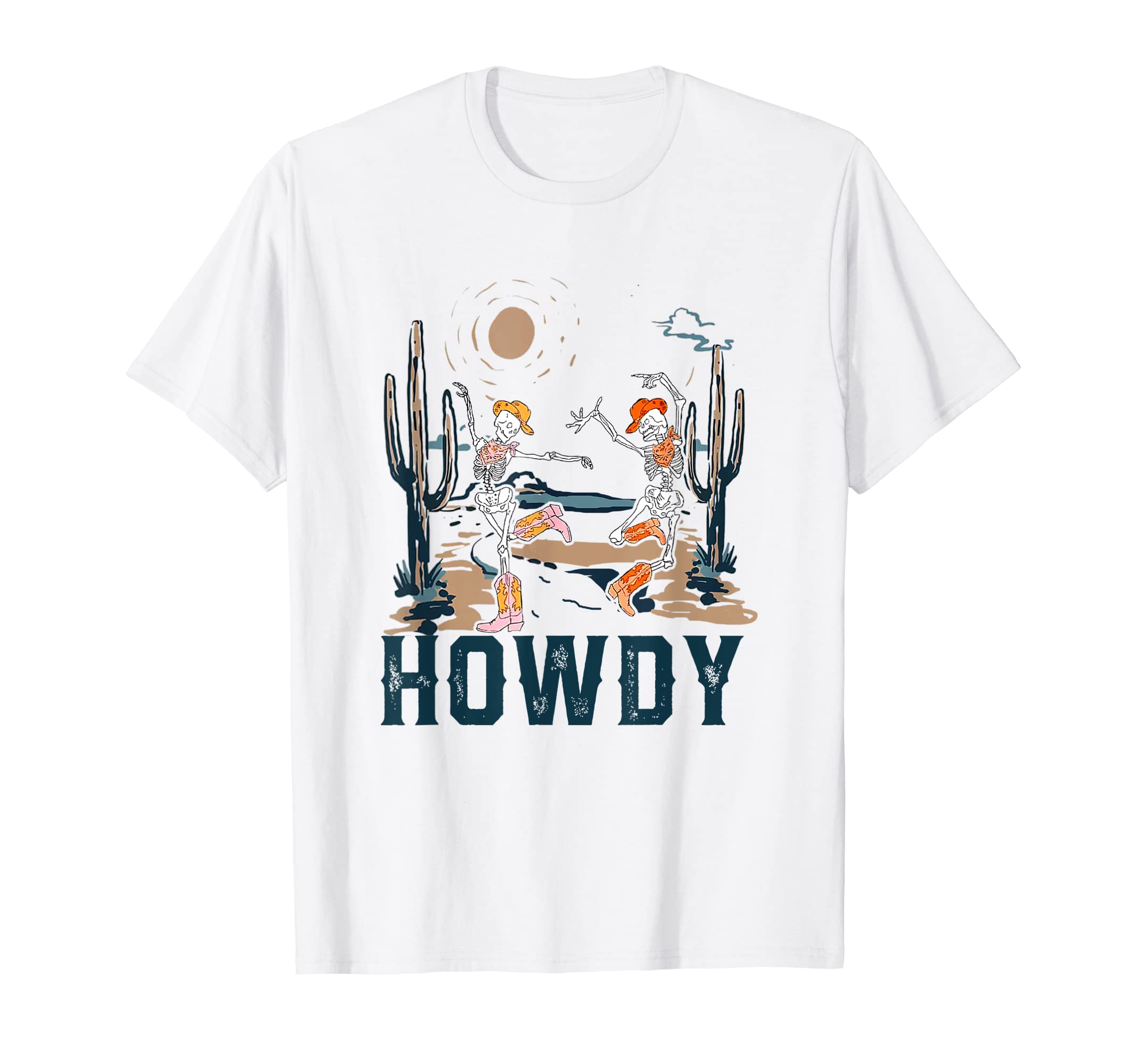 Desert Skeleton Dancing Cowboy Boots T-Shirt - Novelty Apparel for Adults - T-Shirt, Sweatshirt, Hoodie