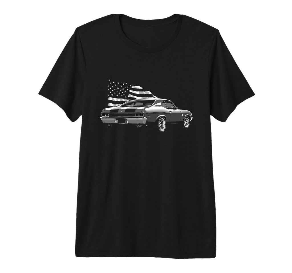 1972 72 Nova Usa Flag Rear View T-Shirt - Fun Novelty Design for Adults - T-Shirt, Sweatshirt, Hoodie