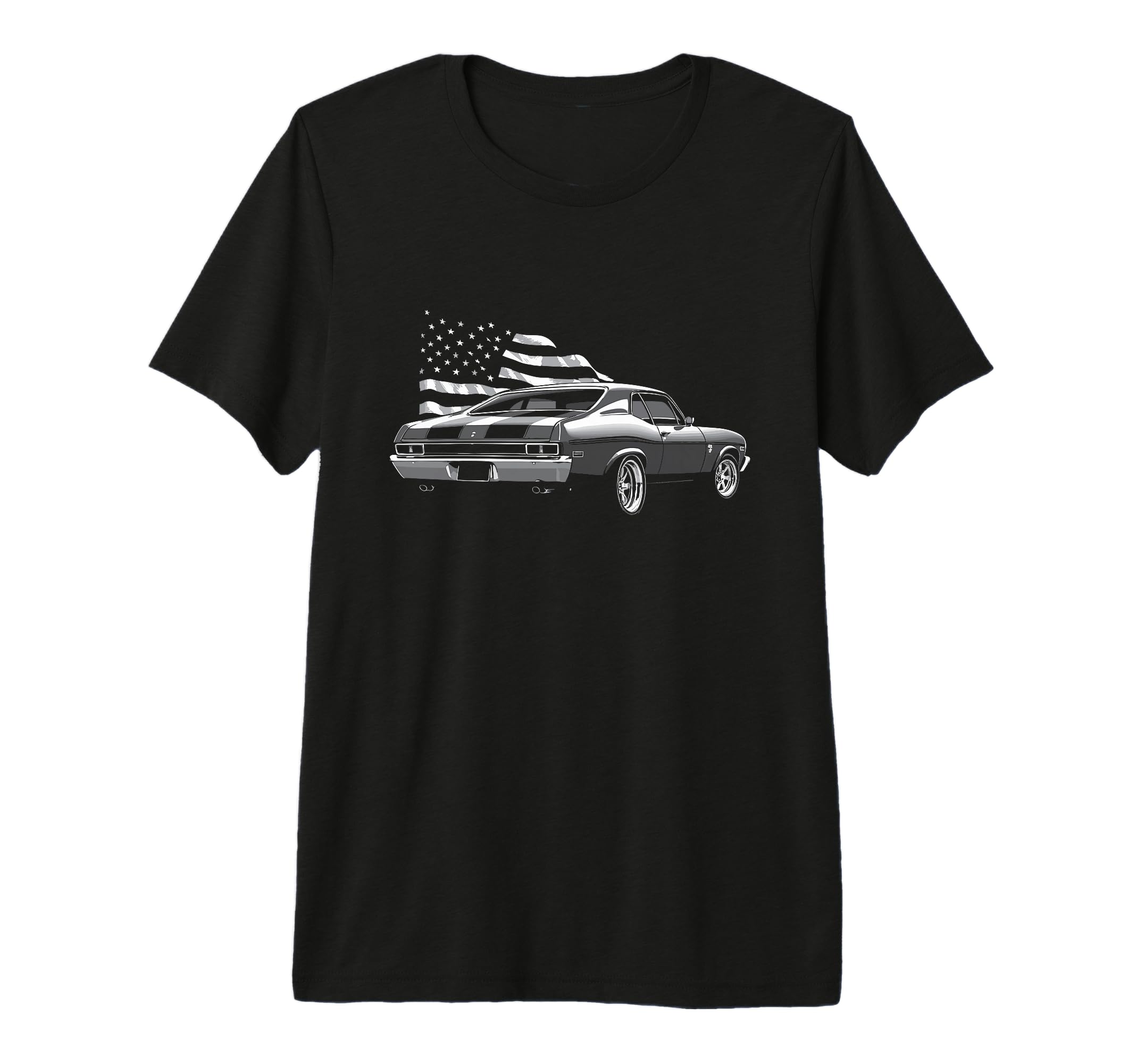 1972 72 Nova Usa Flag Rear View T-Shirt - Fun Novelty Design for Adults - T-Shirt, Sweatshirt, Hoodie