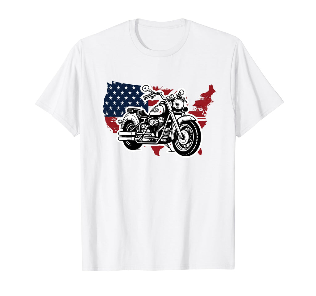 Motorcycle American Flag Biker 4Th T-Shirt - Aesthetic Graphic Men Women - T-Shirt, Sweatshirt, Hoodie