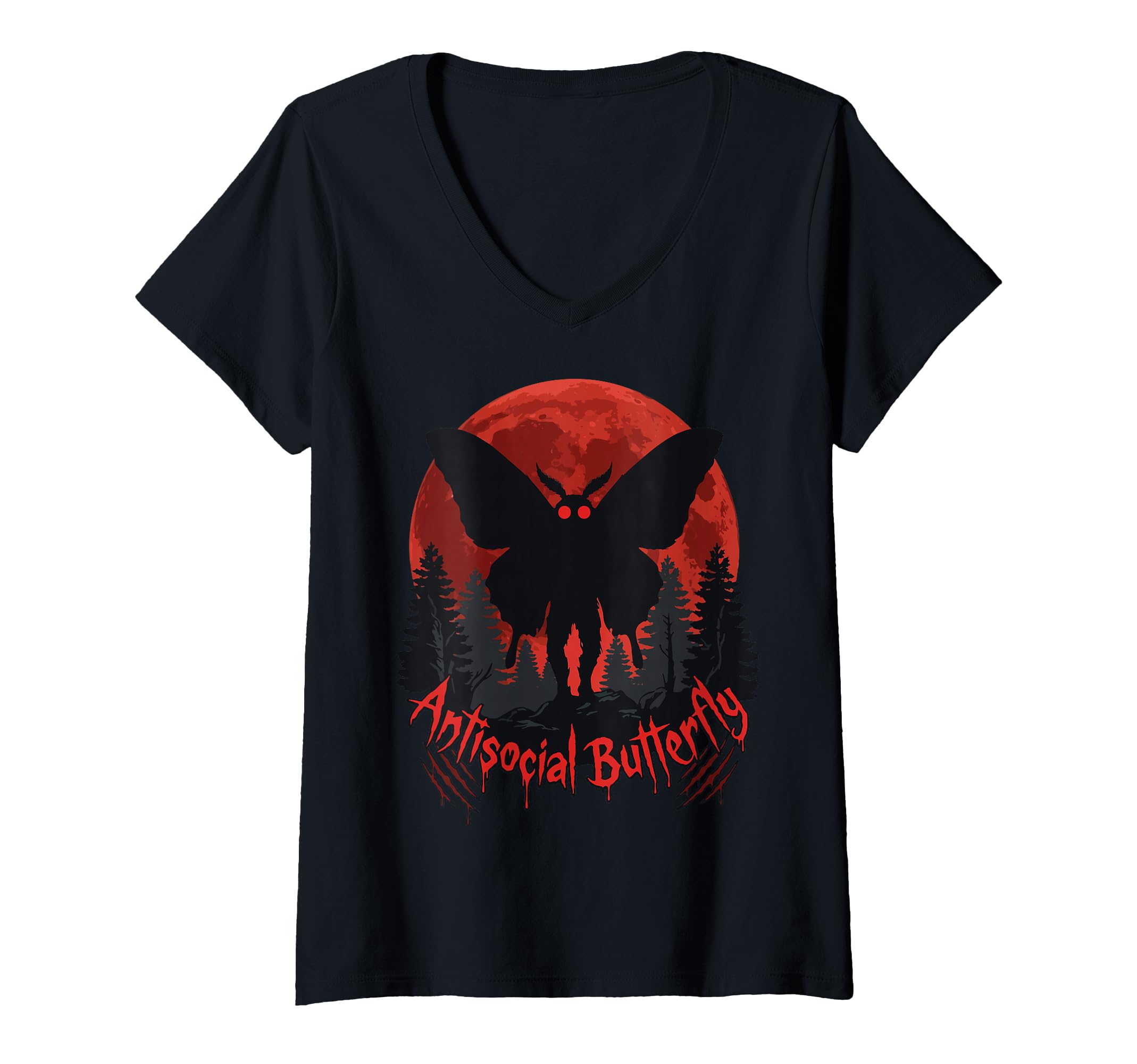 Womens Antisocial Butterfly V Neck T-Shirt - Fun Novelty Design Men Women - T-Shirt, Sweatshirt, Hoodie