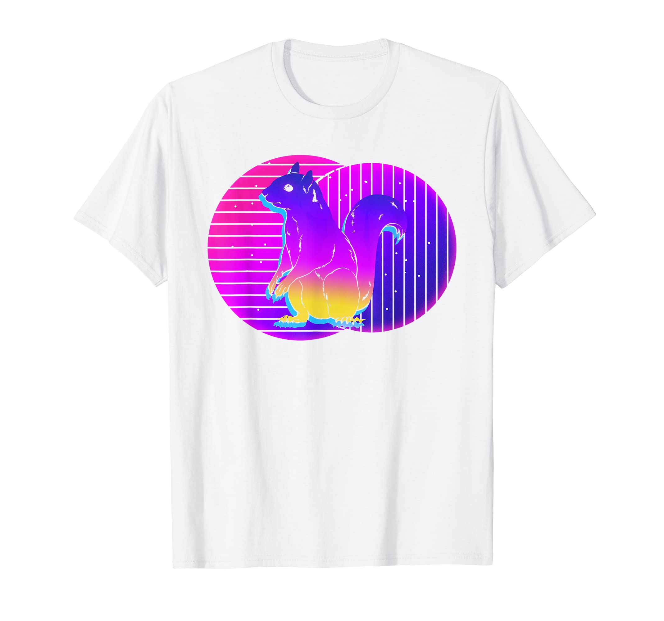 80S Art Synthwave Squirrel Forest T-Shirt - Custom Art Print for Adults - T-Shirt, Sweatshirt, Hoodie