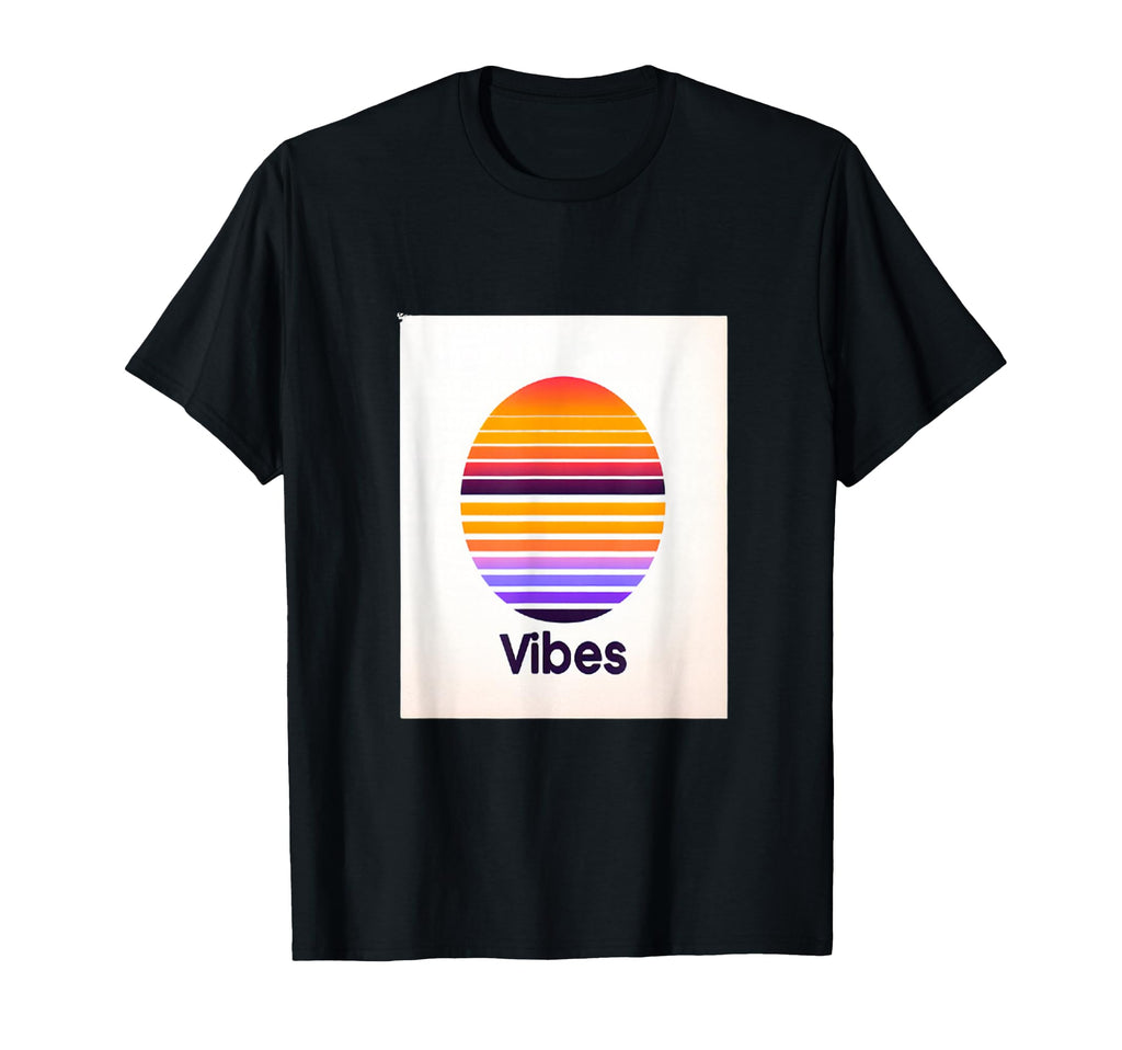 Vibes Sunset 80S Synthwave T-Shirt - Novelty Apparel for Adults - T-Shirt, Sweatshirt, Hoodie