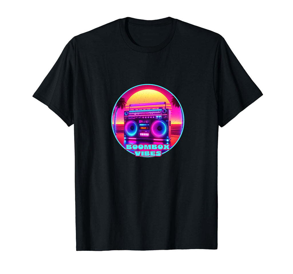 Boombox Vibes 1980S Synthwave Beach T-Shirt - Fun Novelty Design Unisex - T-Shirt, Sweatshirt, Hoodie