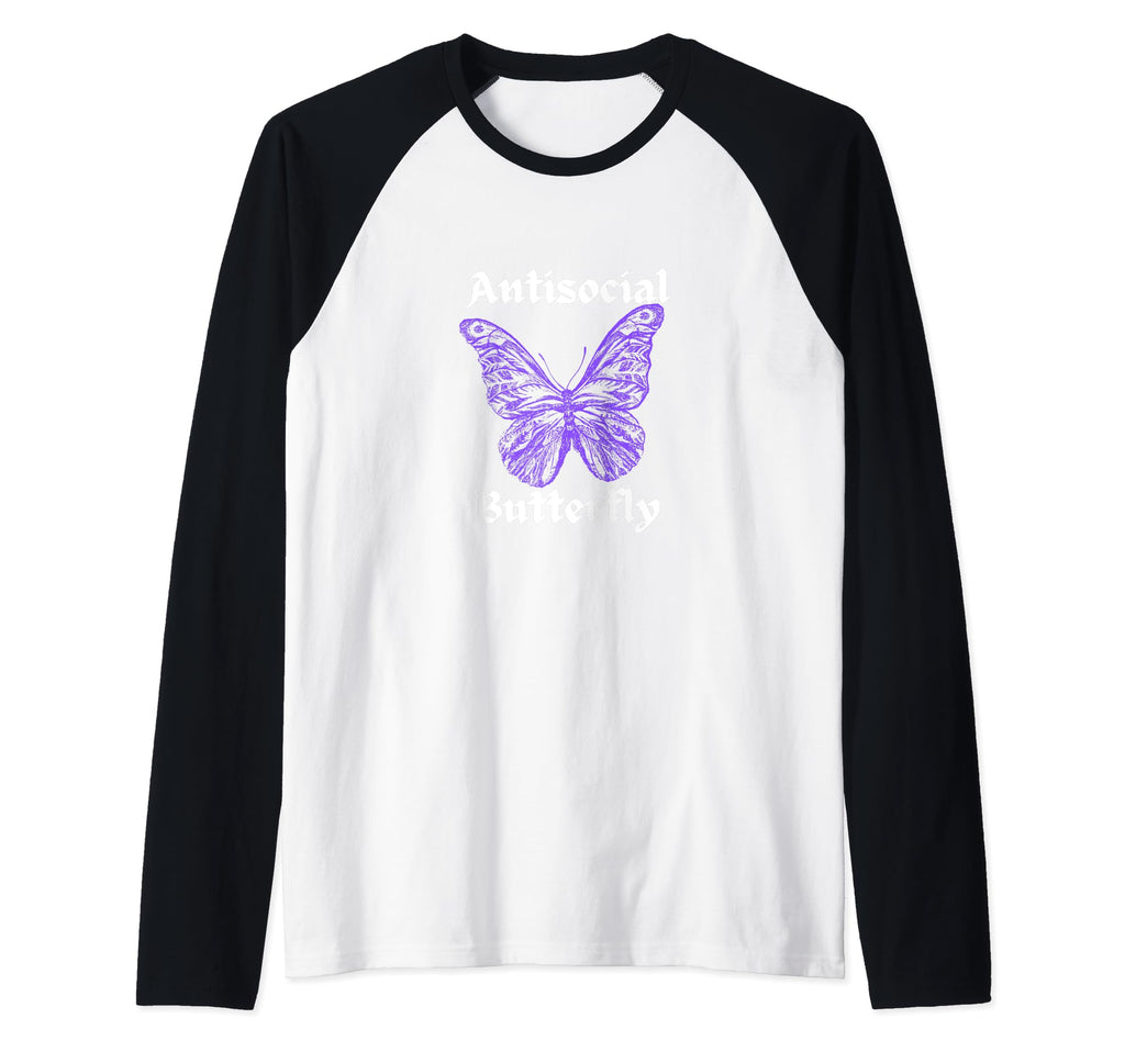 Antisocial Butterfly Raglan Sweatshirt - Casual Everyday Wear Men Women - T-Shirt, Sweatshirt, Hoodie