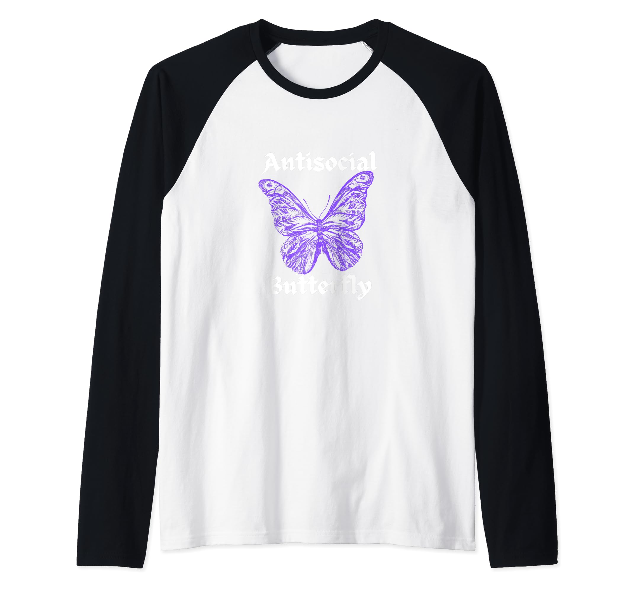 Antisocial Butterfly Raglan Sweatshirt - Casual Everyday Wear Men Women - T-Shirt, Sweatshirt, Hoodie