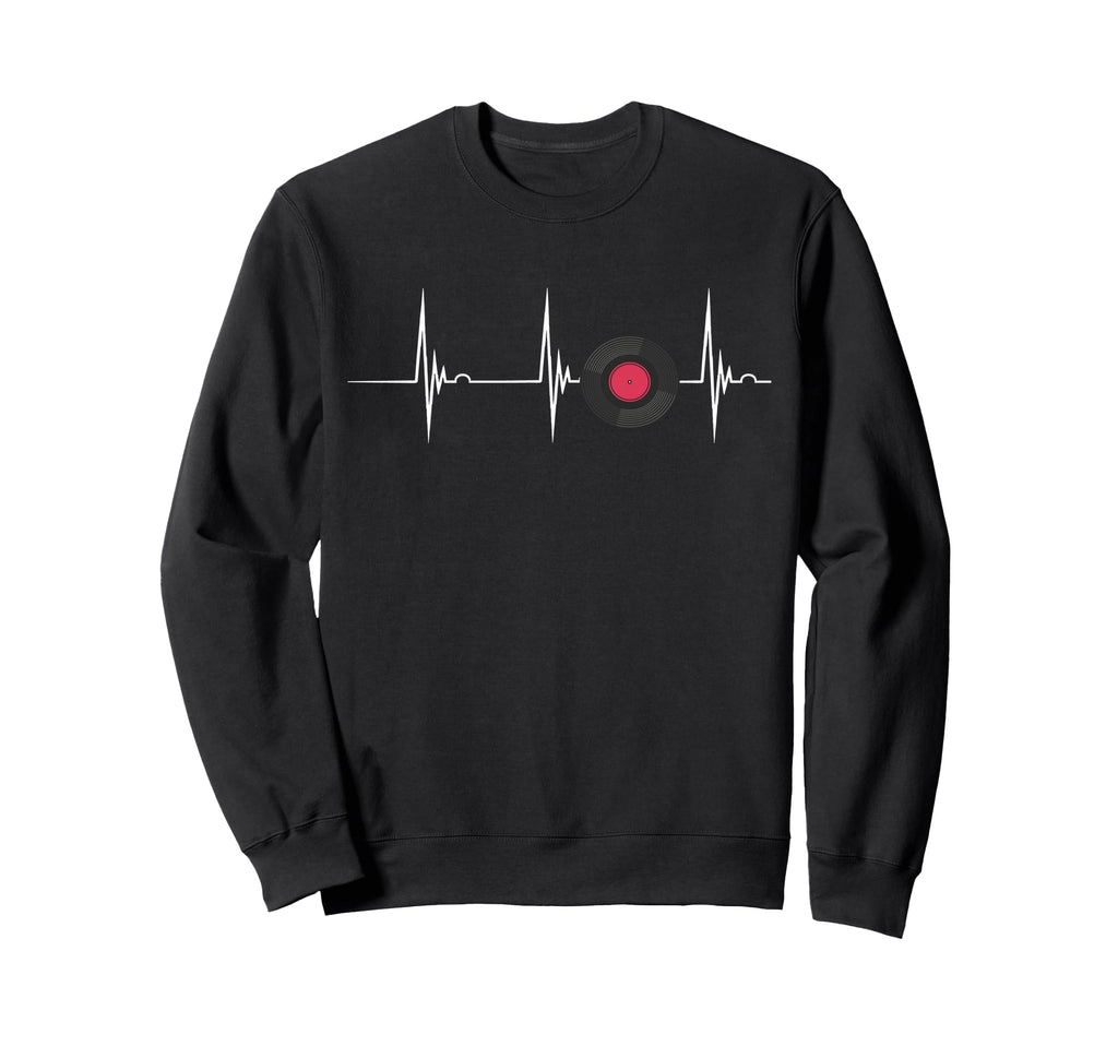 Vinyl Turntable Heartbeat Ecg Sweatshirt - Casual Everyday Wear for Adults - T-Shirt, Sweatshirt, Hoodie