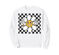 Checkered Happy Flower Hippie Sweatshirt - Graphic Print for Adults - T-Shirt, Sweatshirt, Hoodie
