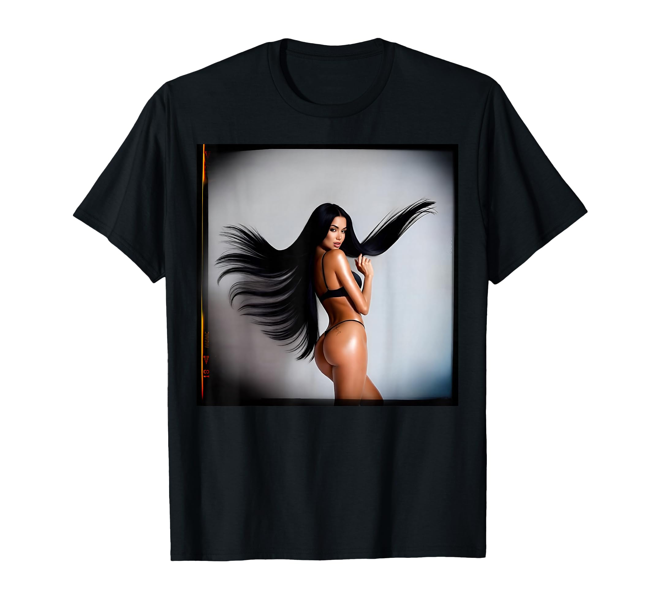 Sexy Brunette Model Long Hair T-Shirt - Custom Art Print for Adults - T-Shirt, Sweatshirt, Hoodie