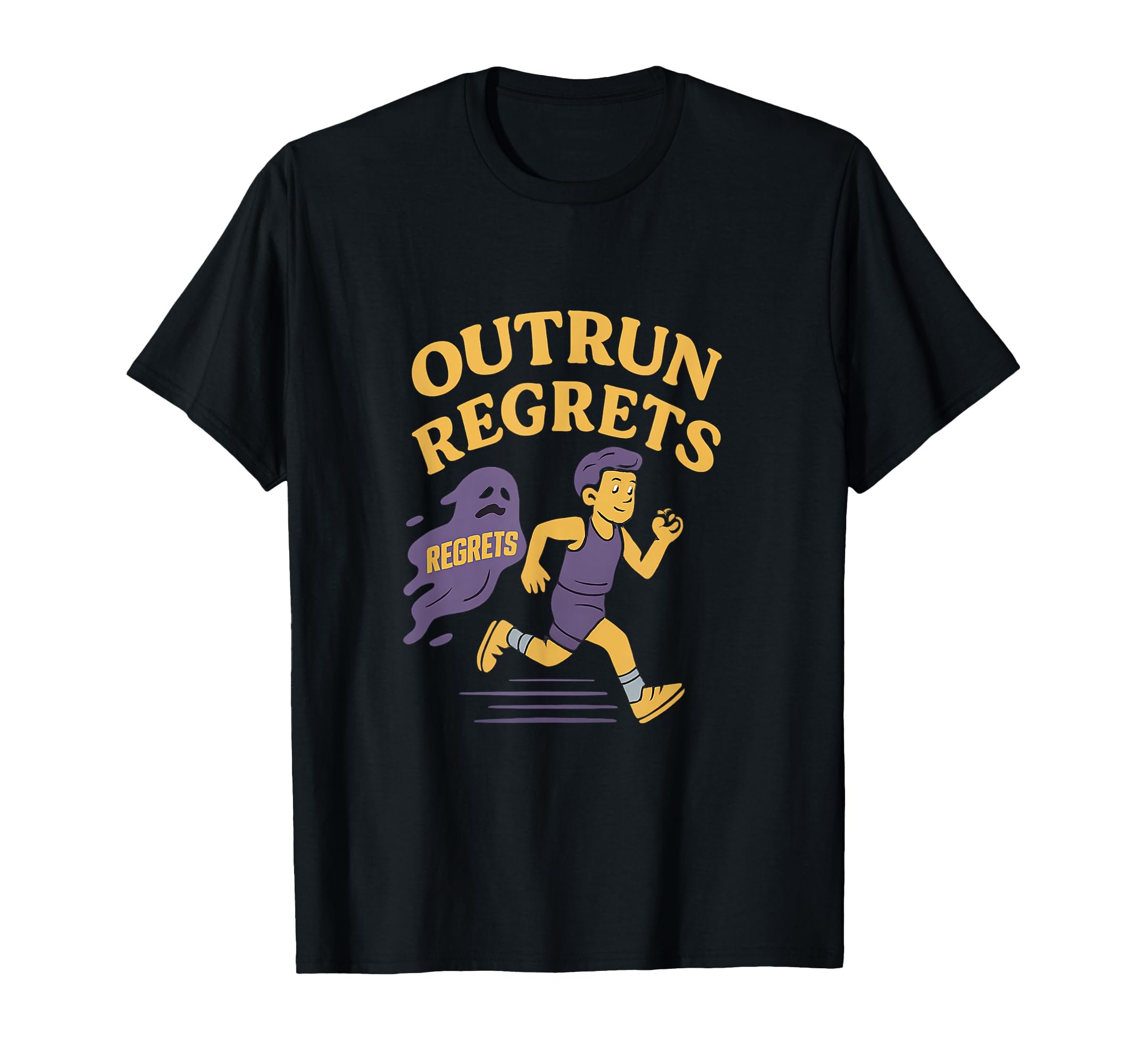 Outrun Regrets Fitness Purple Gold T-Shirt - Streetwear Style for Adults - T-Shirt, Sweatshirt, Hoodie