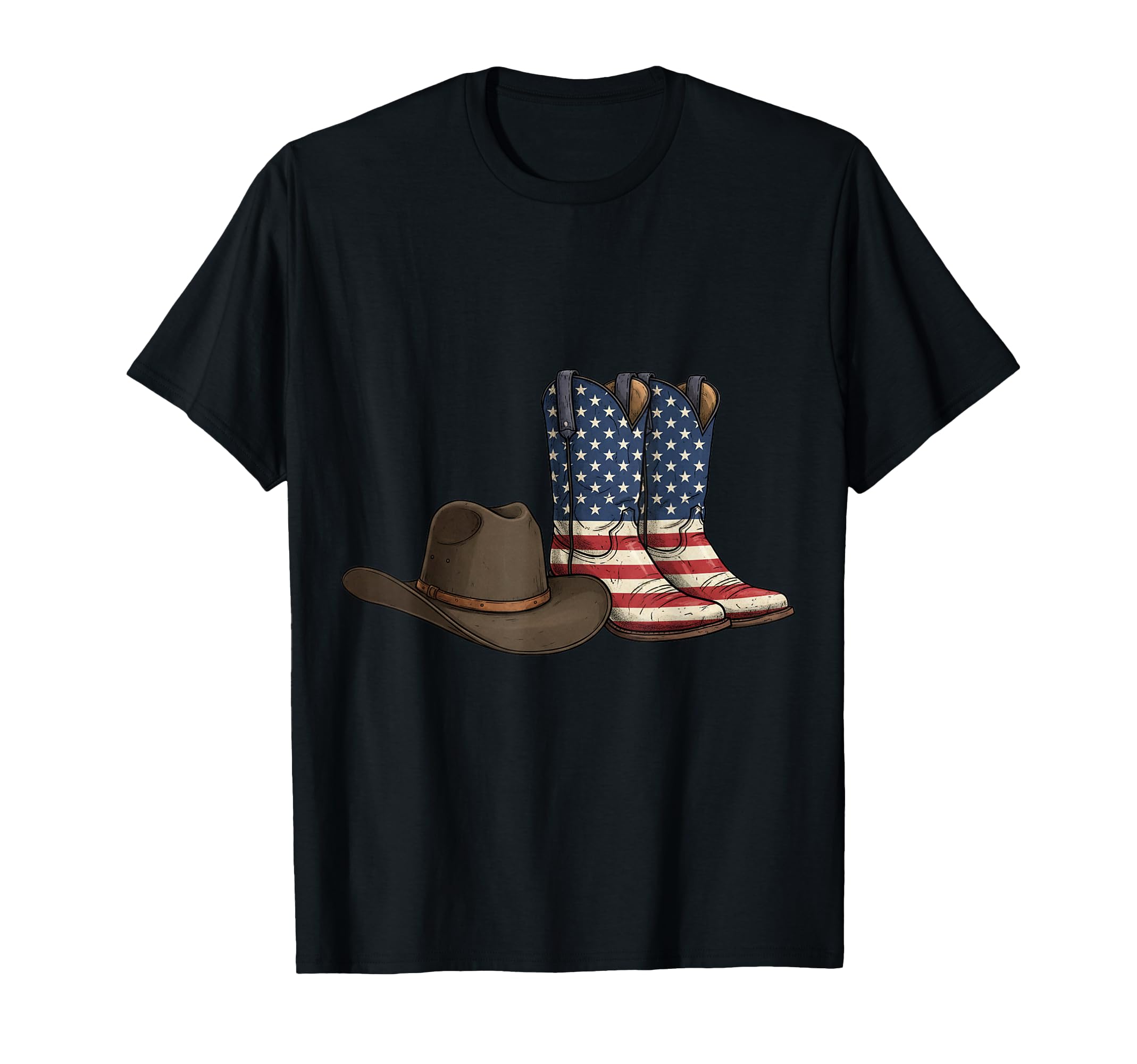 Cowboy Boots American Flag T-Shirt - Casual Everyday Wear for Adults - T-Shirt, Sweatshirt, Hoodie