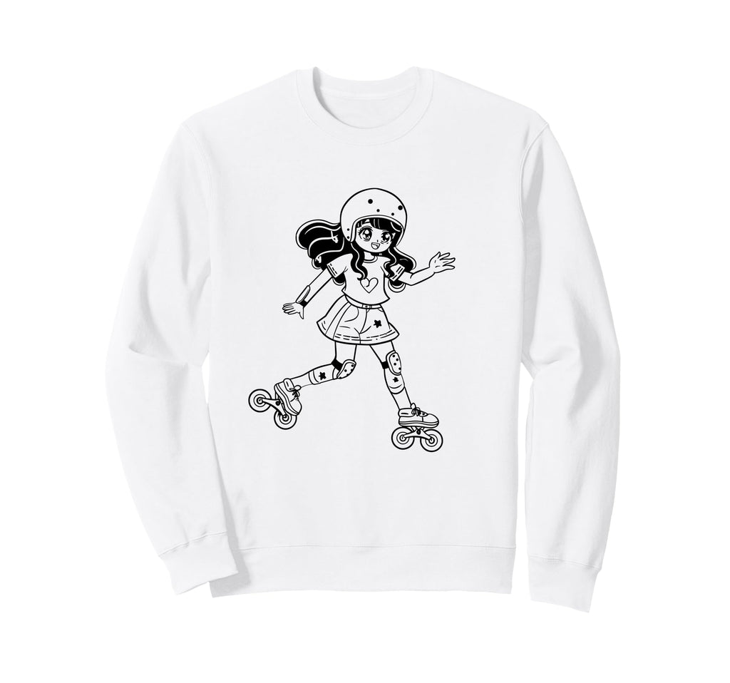 Female Roller Skater Comic Sweatshirt - Minimalist Print for Adults - T-Shirt, Sweatshirt, Hoodie