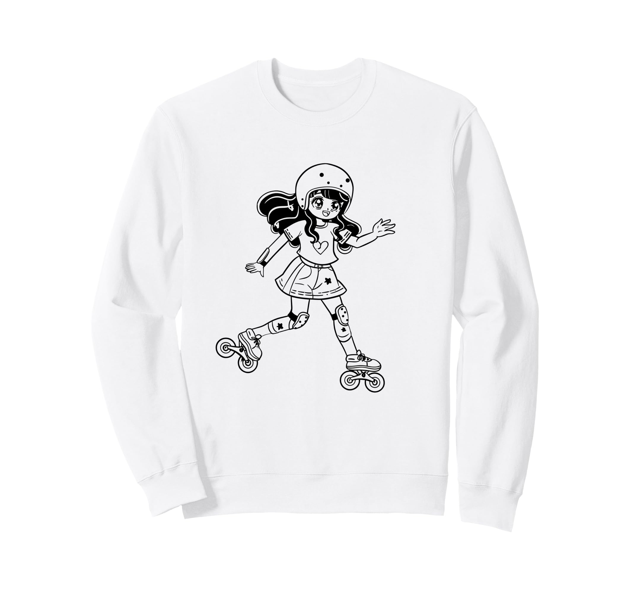 Female Roller Skater Comic Sweatshirt - Minimalist Print for Adults - T-Shirt, Sweatshirt, Hoodie