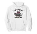 Mothman Antisocial Butterfly Hoodie - Fun Novelty Design for Adults - T-Shirt, Sweatshirt, Hoodie