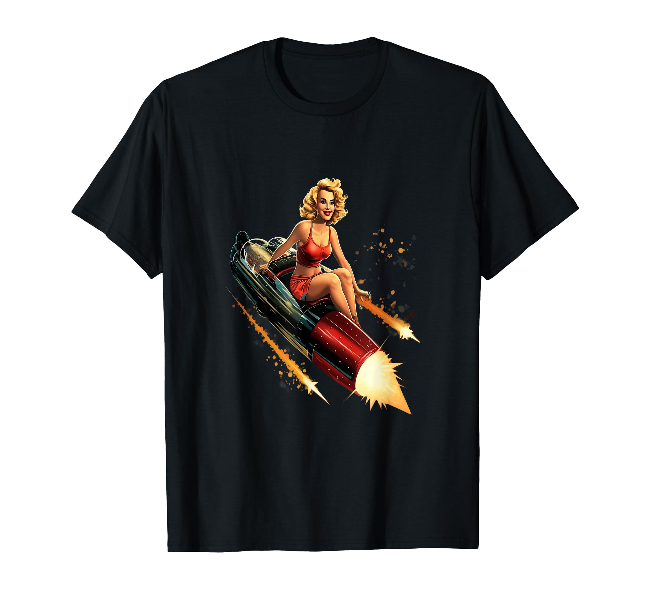 Pinup Rocket Space Astronaut Pin Up T-Shirt - Aesthetic Graphic for Adults - T-Shirt, Sweatshirt, Hoodie