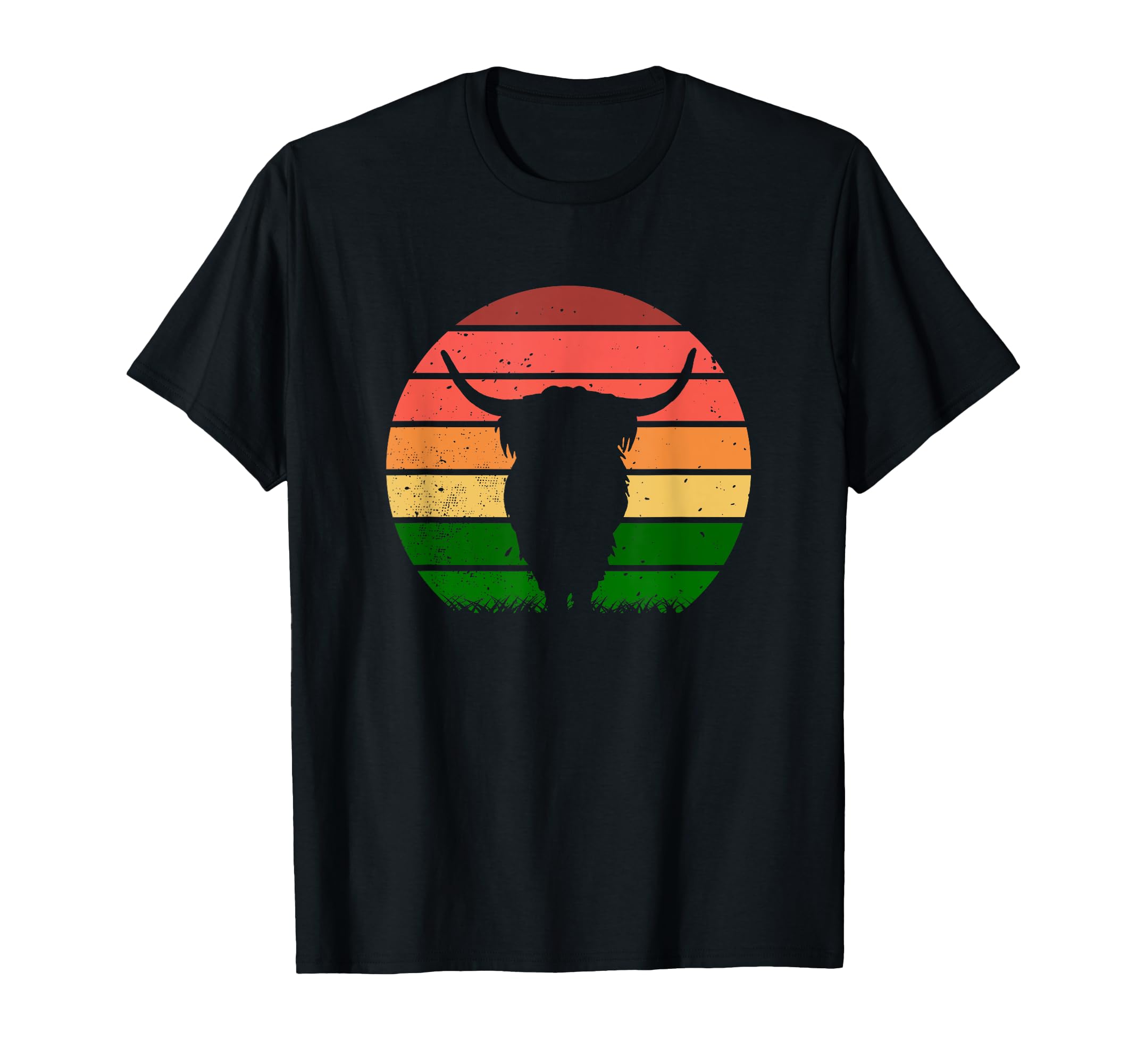 Scottish Highland Cow Sunset Motive T-Shirt - Unique Graphic for Adults - T-Shirt, Sweatshirt, Hoodie