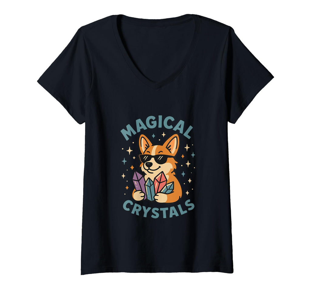 Womens Corgi Magical Crystals Energy T-Shirt - Custom Art Print for Adults - T-Shirt, Sweatshirt, Hoodie