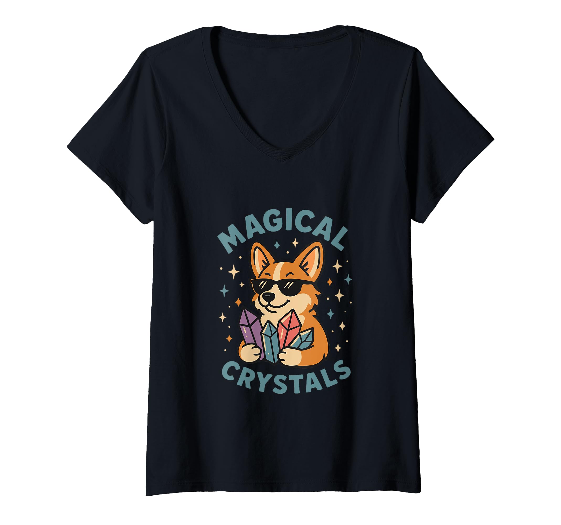 Womens Corgi Magical Crystals Energy T-Shirt - Custom Art Print for Adults - T-Shirt, Sweatshirt, Hoodie