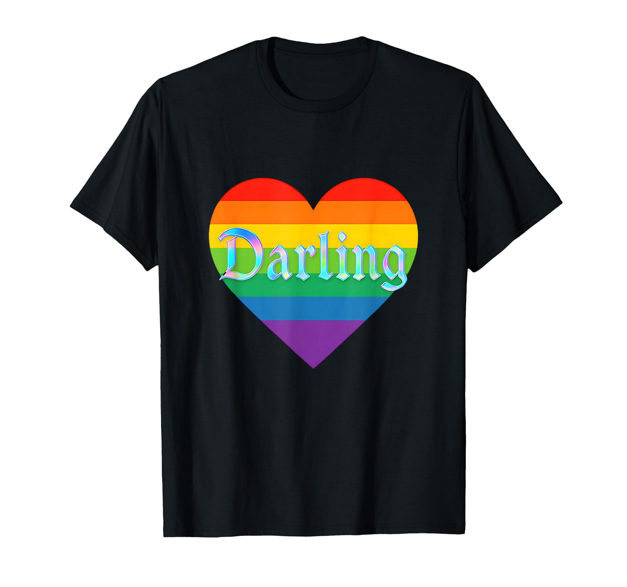 Darling Rainbow Heart Typography T-Shirt - Minimalist Print for Adults - T-Shirt, Sweatshirt, Hoodie