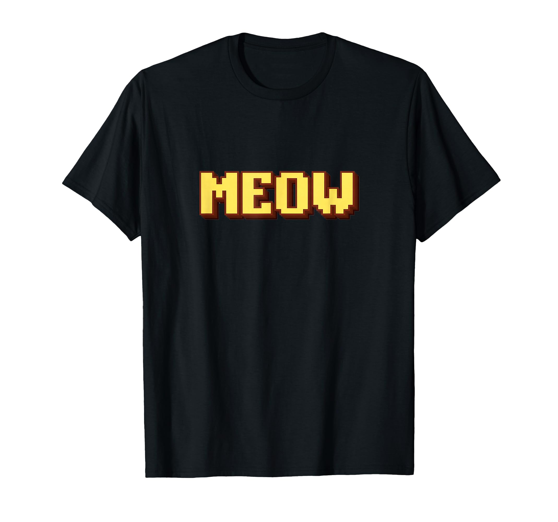 Funny Cat Meow Pixel Art Typography T-Shirt - Custom Art Print for Adults - T-Shirt, Sweatshirt, Hoodie