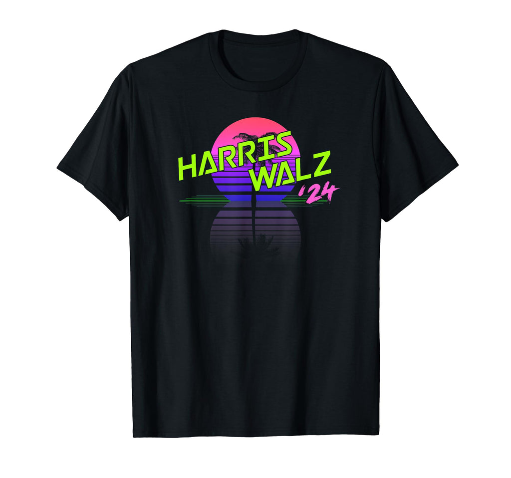 Harris Walz 24 Synthwave Outrun 80S 90S T-Shirt - Custom Art Print Unisex - T-Shirt, Sweatshirt, Hoodie