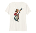 Distressed Pin Up Riding Guitar Tri Blend T-Shirt - Minimalist Print Unisex - T-Shirt, Sweatshirt, Hoodie