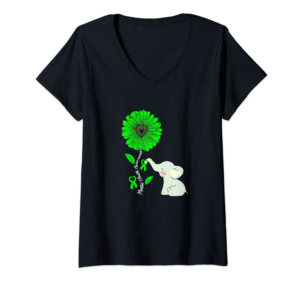 Womens Green Ribbon Mental Health T-Shirt - Unique Graphic Unisex - T-Shirt, Sweatshirt, Hoodie