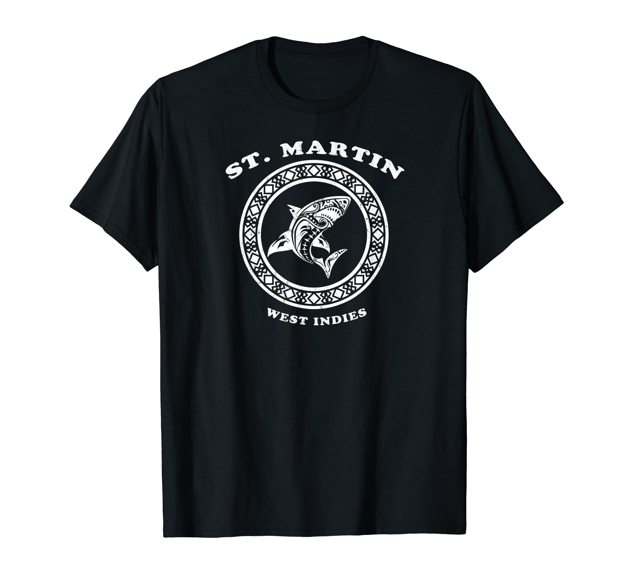 St Martin West Indies Tribal Shark T-Shirt - Fun Novelty Design Unisex - T-Shirt, Sweatshirt, Hoodie