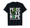 Peace Love Hope Green Ribbon Funny T-Shirt - Aesthetic Graphic Unisex - T-Shirt, Sweatshirt, Hoodie