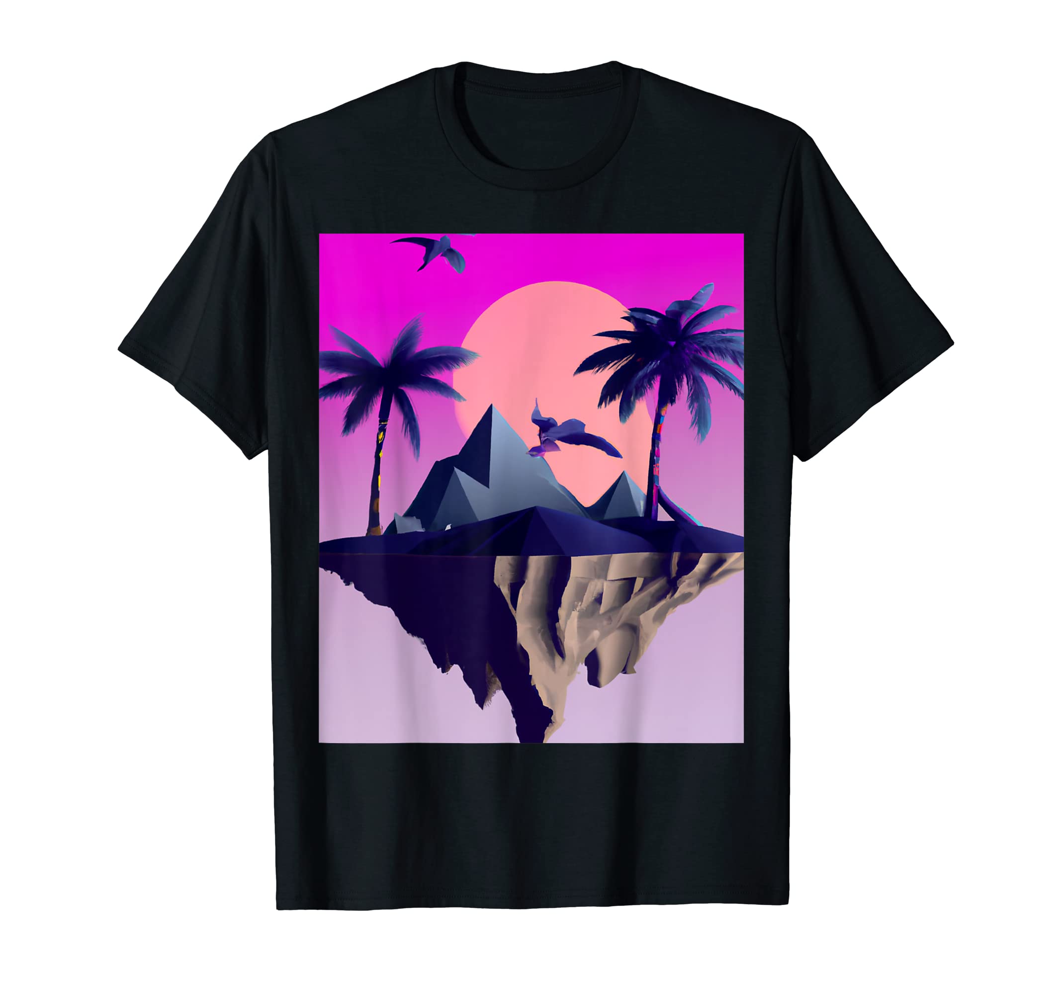 Vaporwave Aesthetic Flying Island Palms T-Shirt - Unique Graphic Unisex - T-Shirt, Sweatshirt, Hoodie