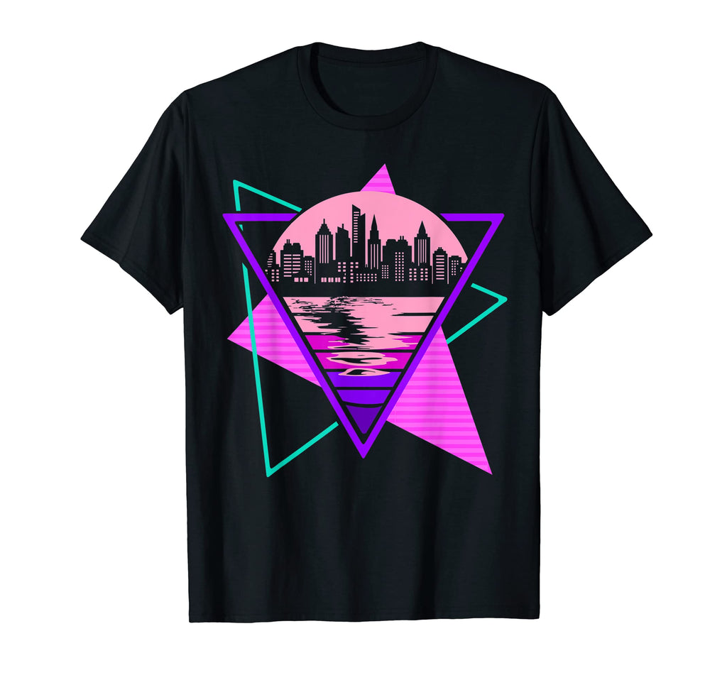 80S Skyline Electro Wave Synthwave T-Shirt - Custom Art Print Men Women - T-Shirt, Sweatshirt, Hoodie