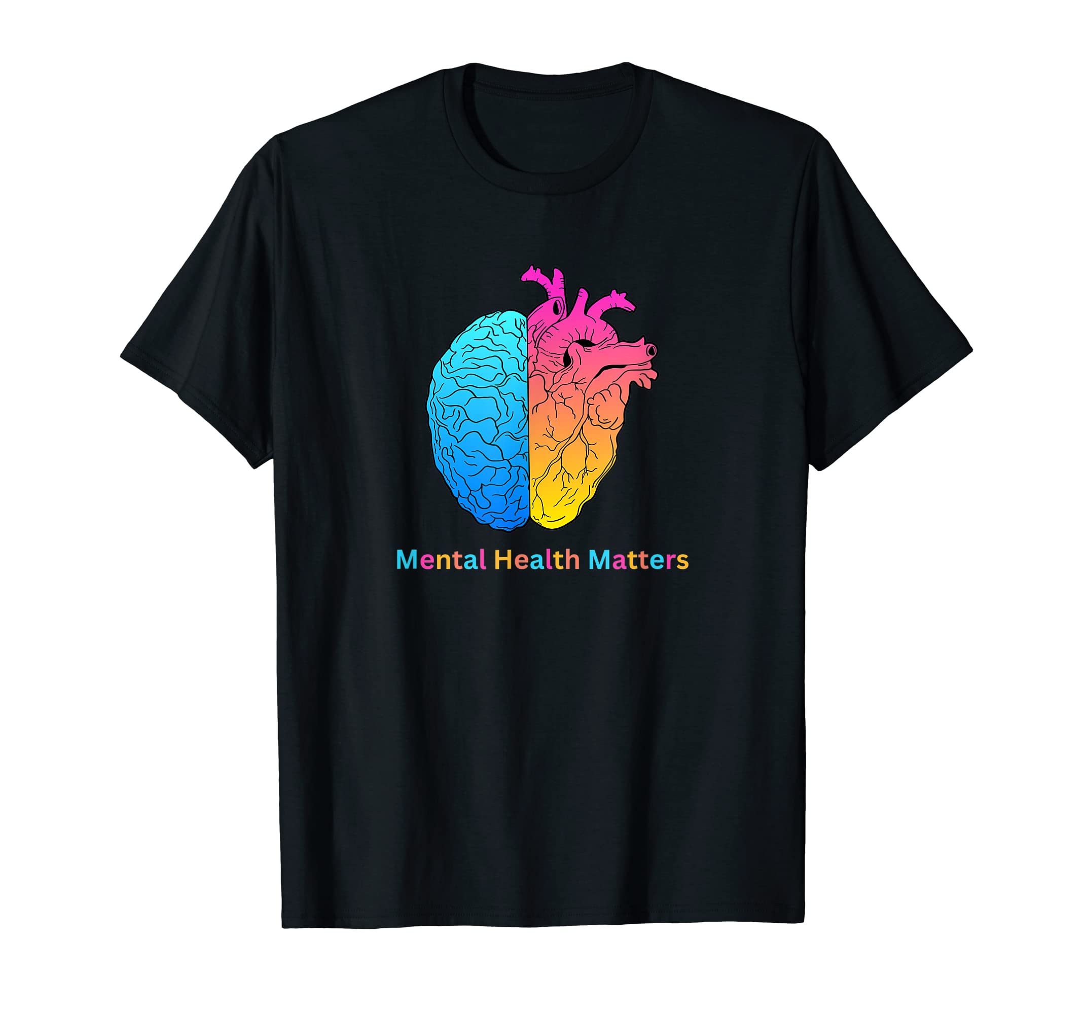 Colorful Brain And Heart Mental Health T-Shirt - Minimalist Print Unisex - T-Shirt, Sweatshirt, Hoodie
