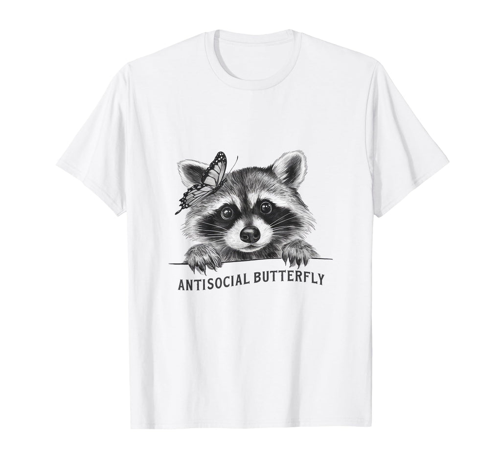 Antisocial Butterfly Raccoon And T-Shirt - Novelty Apparel for Adults - T-Shirt, Sweatshirt, Hoodie