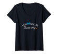 Womens Anti Social Butterfly V Neck T-Shirt - Aesthetic Graphic for Adults - T-Shirt, Sweatshirt, Hoodie