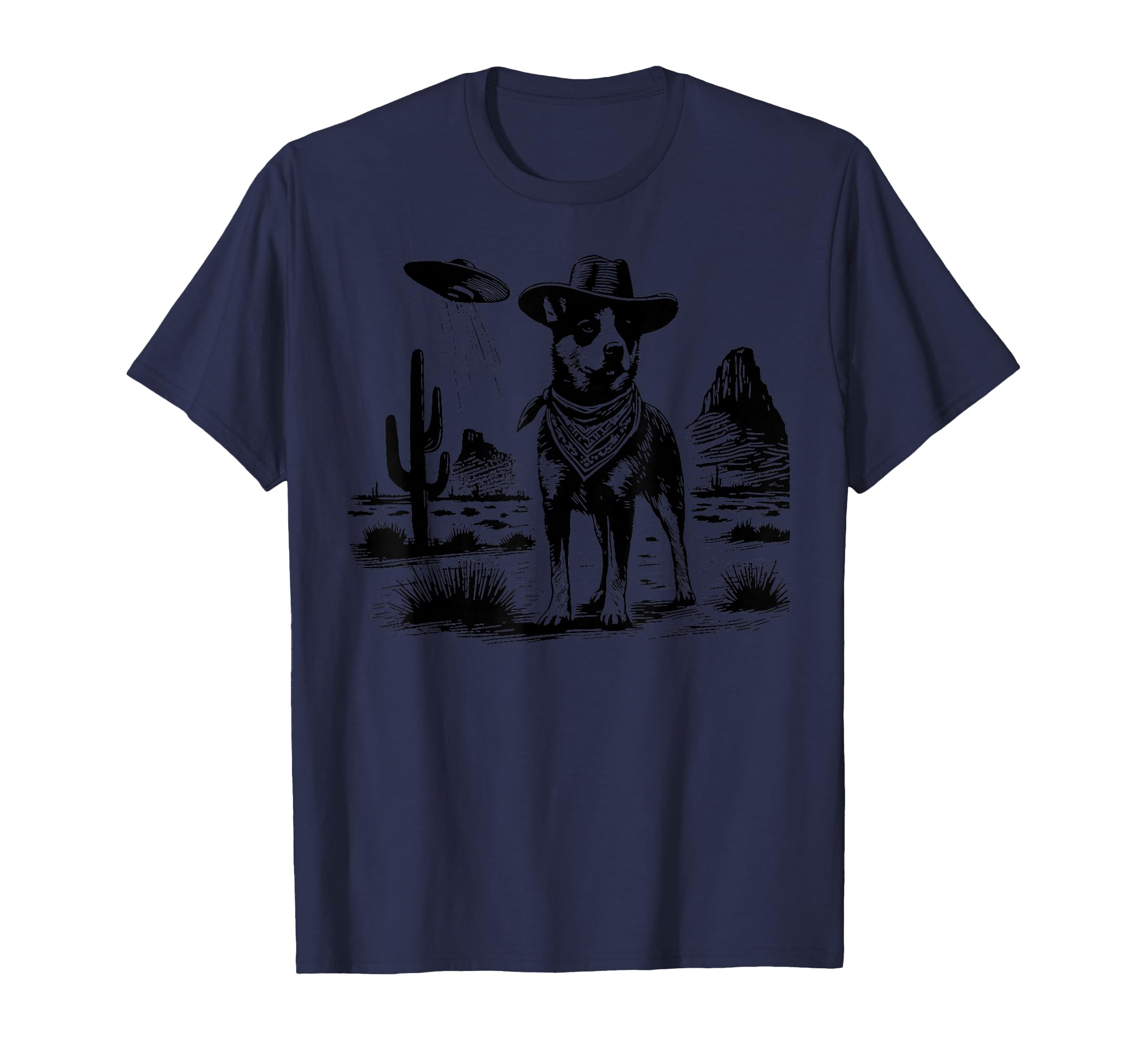 Heeler Ufo Western Cowboy Australian T-Shirt - Novelty Apparel for Adults - T-Shirt, Sweatshirt, Hoodie