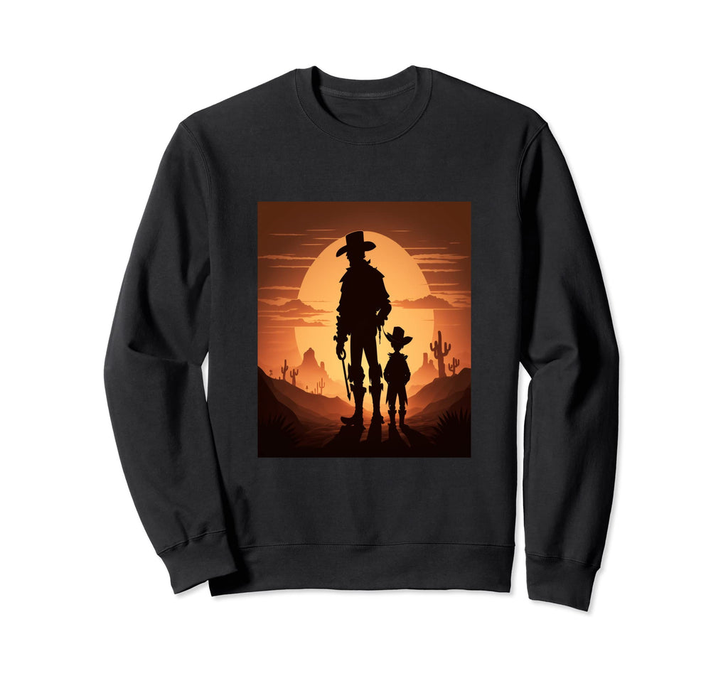 Horse Riding Cowboy Sunset Cowboy Dad Sweatshirt - Graphic Print Men Women - T-Shirt, Sweatshirt, Hoodie