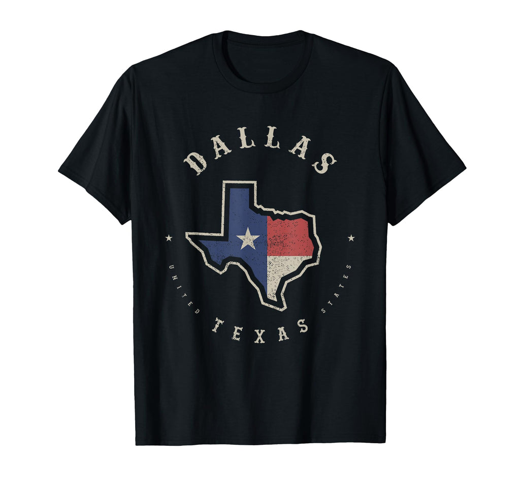 Dallas Texas State Flag Map T-Shirt - Casual Everyday Wear for Adults - T-Shirt, Sweatshirt, Hoodie