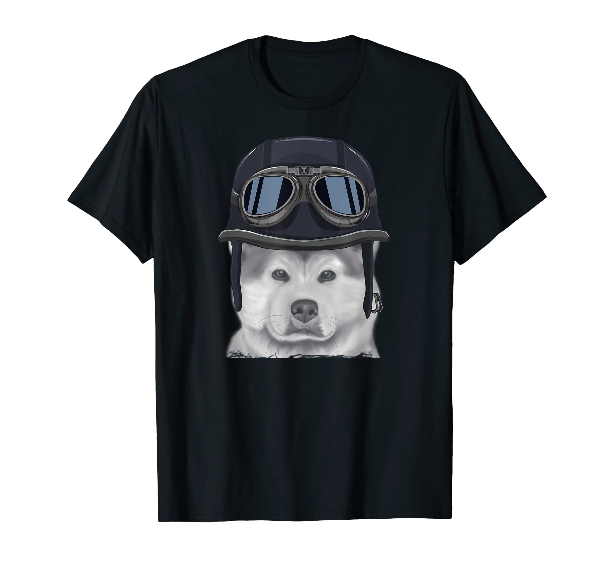 Akita Wearing Motorcycle Helmet T-Shirt - Minimalist Print for Adults - T-Shirt, Sweatshirt, Hoodie