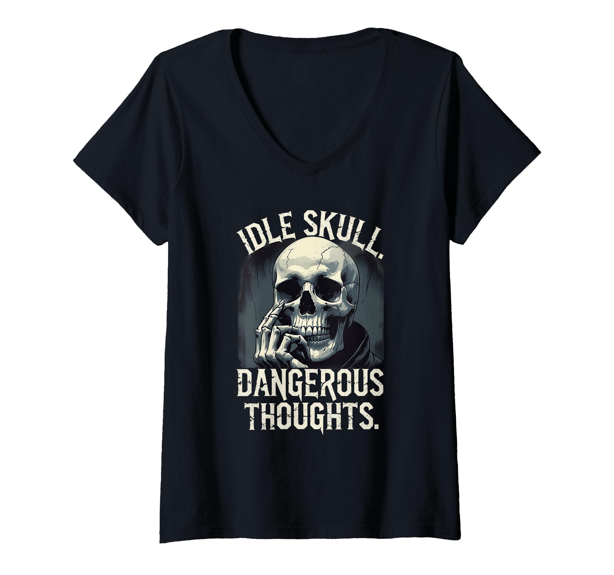 Womens Thinking Skull Sarcastic Dark T-Shirt - Graphic Print Men Women - T-Shirt, Sweatshirt, Hoodie