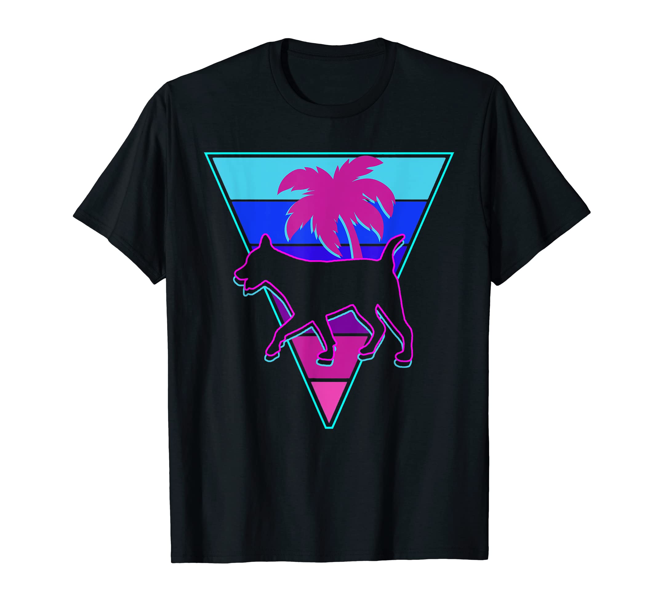 Dog Retrowave Synthwave Vaporwave Dog T-Shirt - Fun Novelty Design Unisex - T-Shirt, Sweatshirt, Hoodie