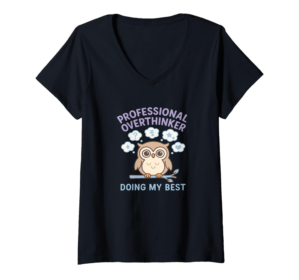 Womens Professional Overthinker Owl T-Shirt - Aesthetic Graphic Men Women - T-Shirt, Sweatshirt, Hoodie
