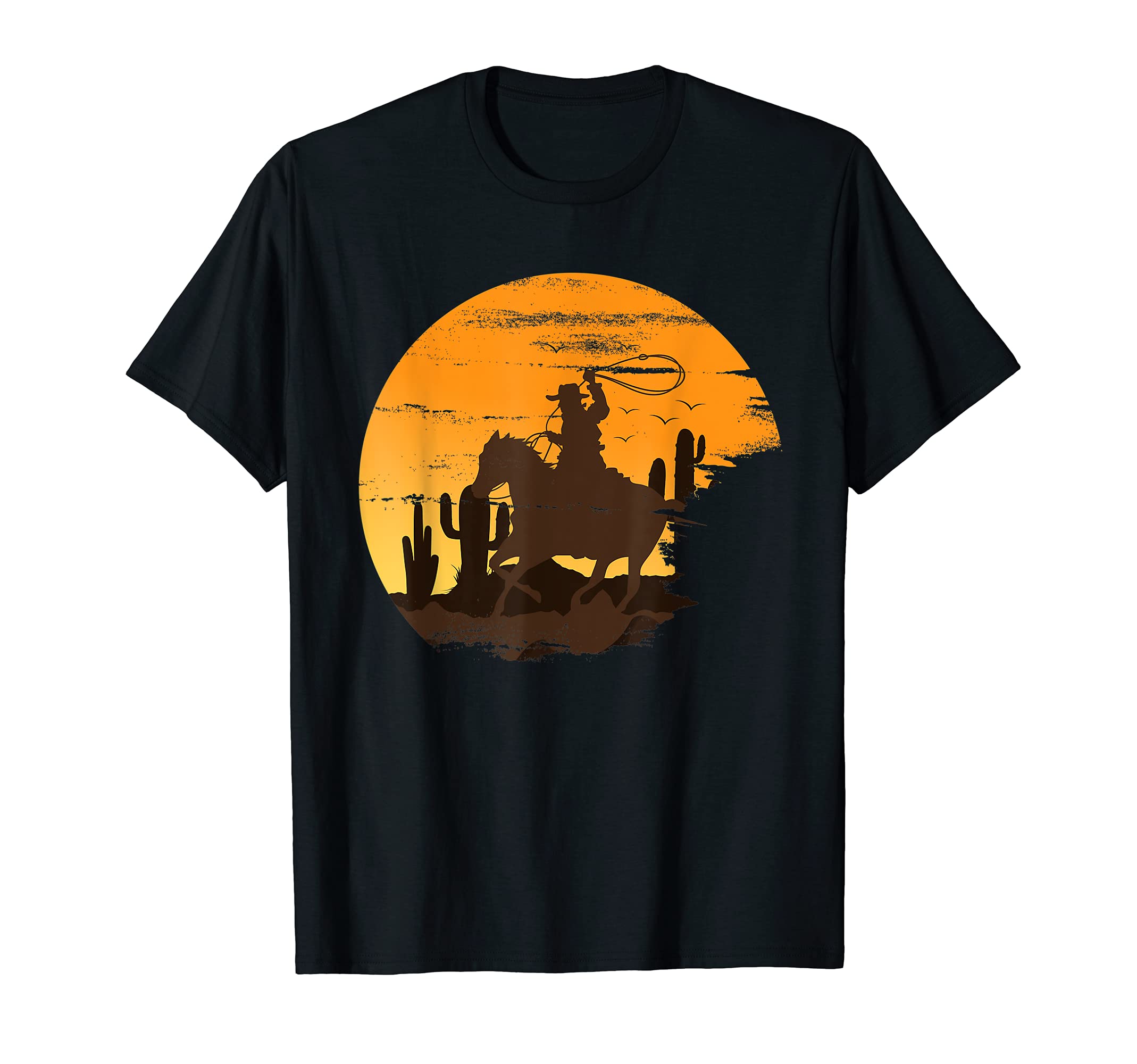 Saddle Western Cowboy Western Sunset T-Shirt - Graphic Print Unisex - T-Shirt, Sweatshirt, Hoodie