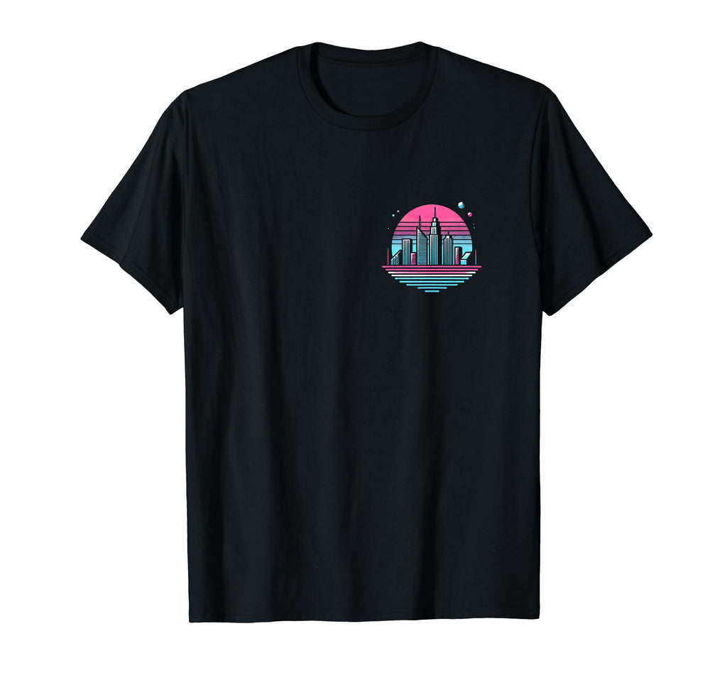 80S Skyline Vibrant Neon Cityscape T-Shirt - Casual Everyday Wear Unisex - T-Shirt, Sweatshirt, Hoodie