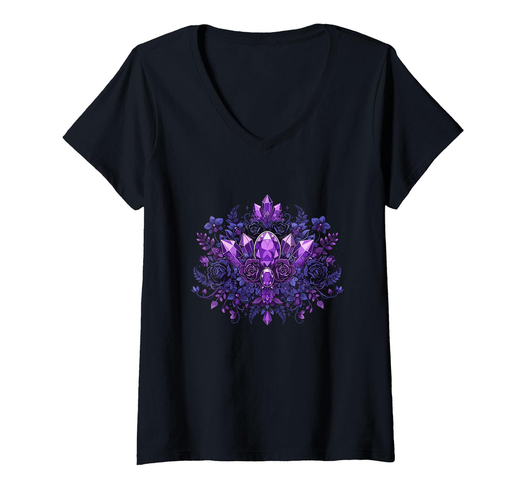 Womens Mystic Amethyst Crystals Dark T-Shirt - Unique Graphic Men Women - T-Shirt, Sweatshirt, Hoodie