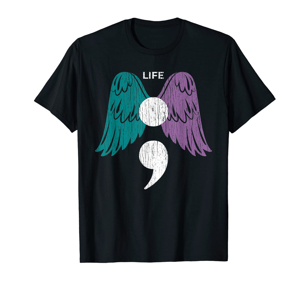 Life Semicolon Wings Suicide Awareness T-Shirt - Trendy Graphic for Adults - T-Shirt, Sweatshirt, Hoodie