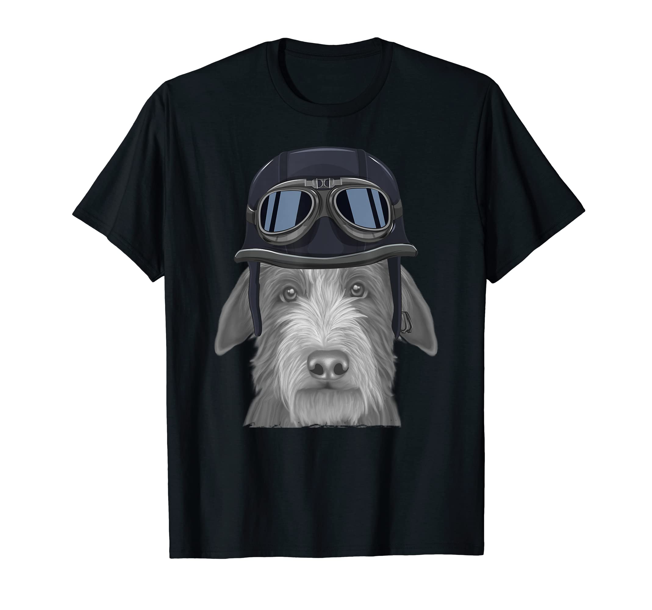 Scottish Deerhound Wearing Motorcycle T-Shirt - Graphic Print Men Women - T-Shirt, Sweatshirt, Hoodie