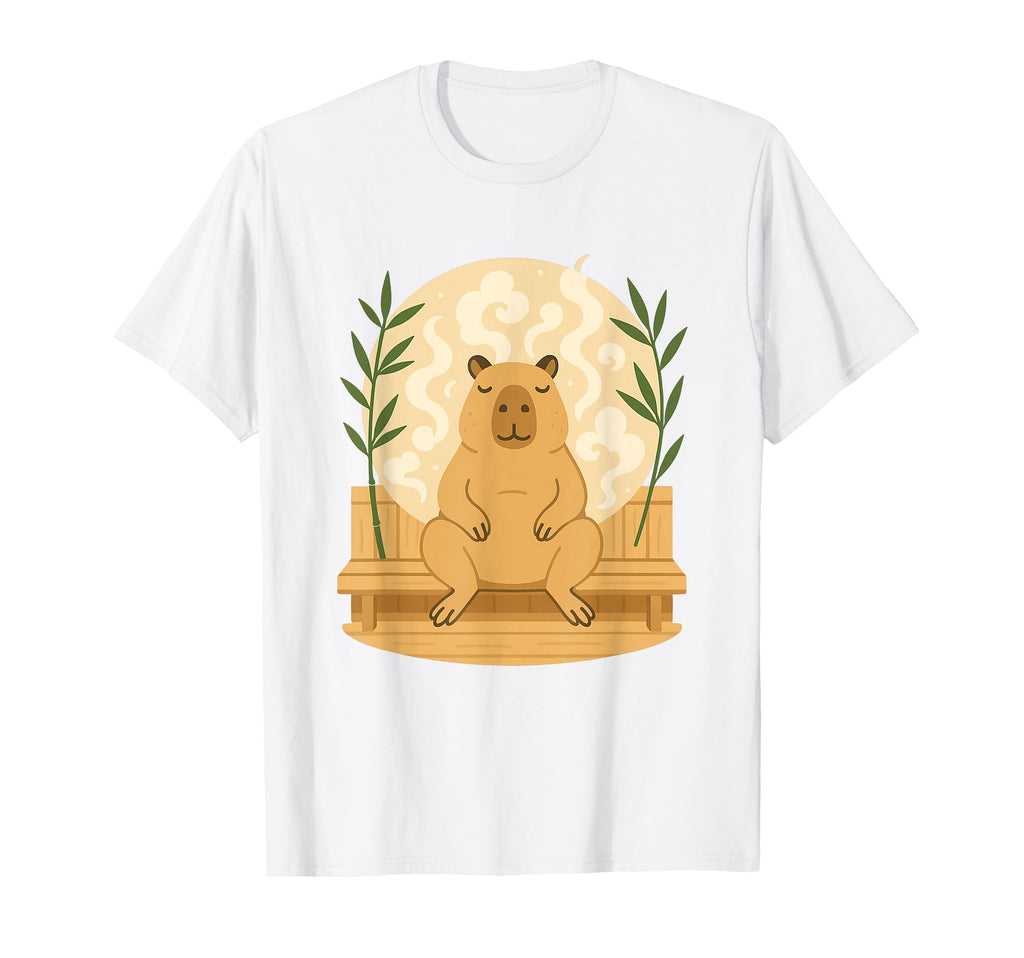 Relaxed Capybara Sauna Zen Steam Self T-Shirt - Minimalist Print Unisex - T-Shirt, Sweatshirt, Hoodie