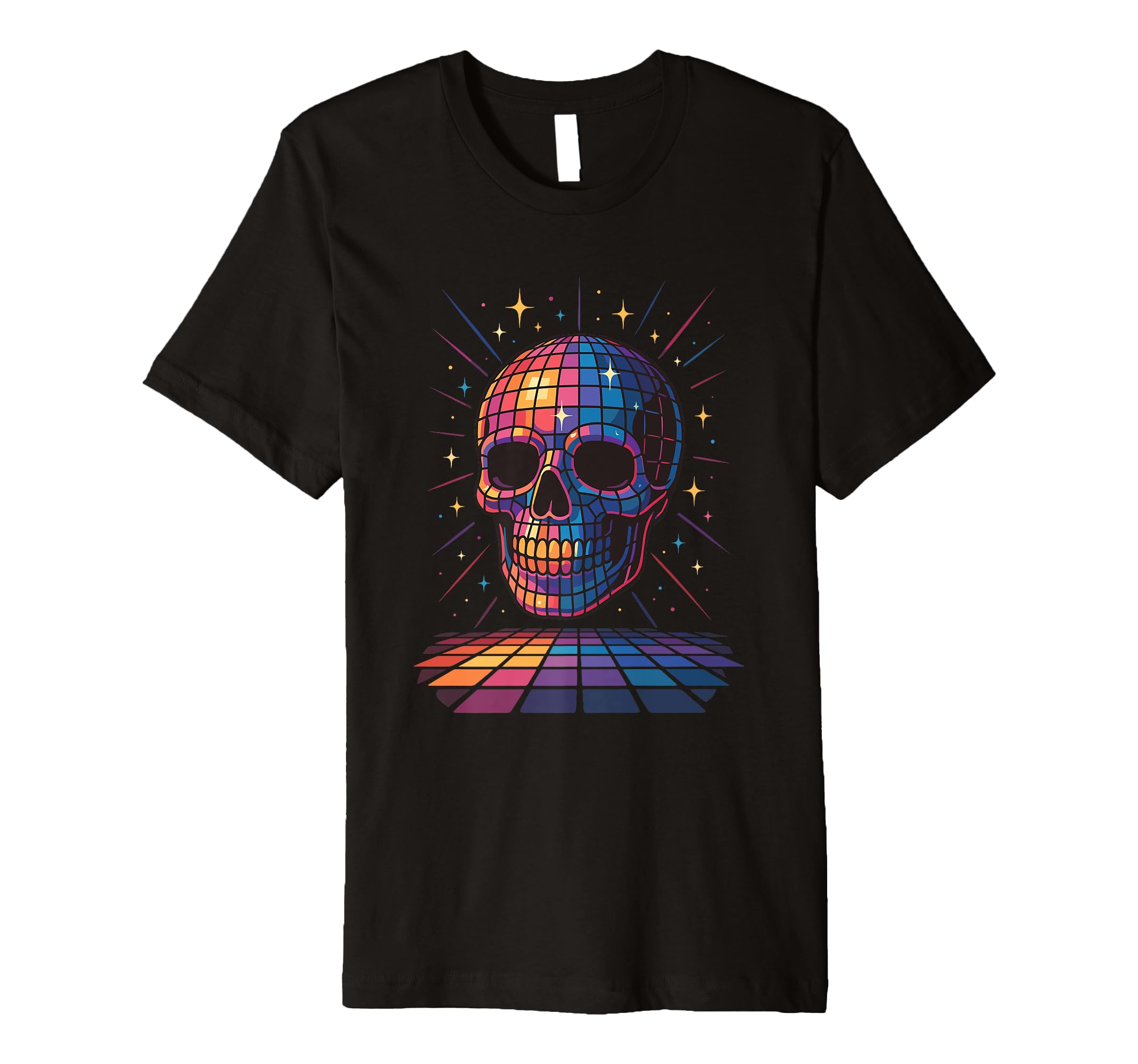 Disco Ball Skull Dance Party Dark T-Shirt - Minimalist Print Unisex - T-Shirt, Sweatshirt, Hoodie